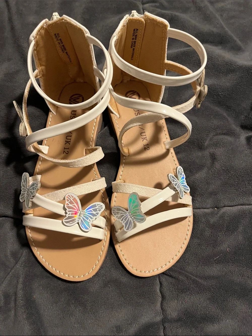 Girls White Butterfly Gladiator Sandals